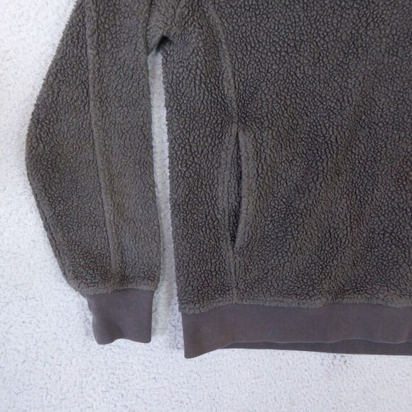 J Crew Sweater Men's Small Gray Fleece Pullover 1/4 Snap Deep Pile New York - Picture 5 of 11